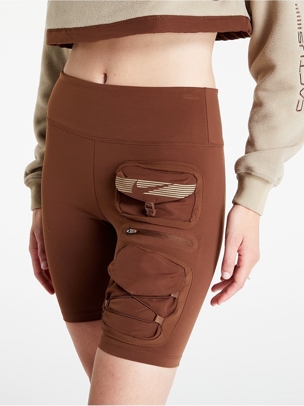 Nike Travis Scott Cactus Jack Brown Cargo Pocket Bike Shorts